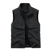 snilers Mens Vest Zipper Sleevless Shirts Golf Lightweight Vest Coats Fishing Travel Vest with Multi-Pocket
